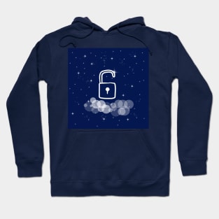 open lock, open path, freedom, open, illustration, night, cosmoc, space, galaxy, stars Hoodie